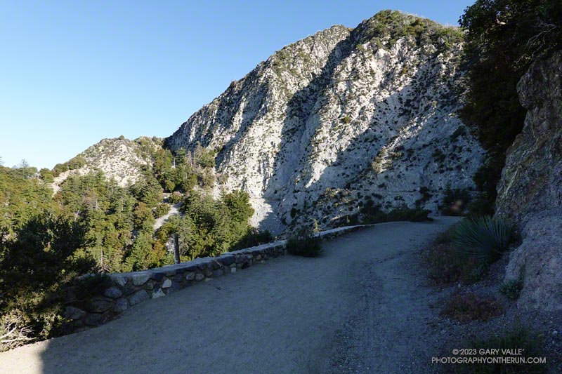 Mt. Lowe Fire Road and San Gabriel Peak, east of Mueller Tunnel.