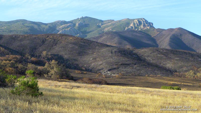 Boney Mountain from Satwiwa. Much of Boney Mountain didn't burn. May 25, 2013.