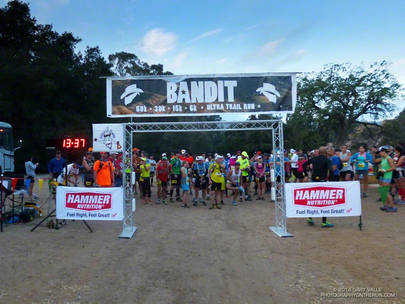 With less than 15 minutes to the start, 50K runners gather at the start line. 150 runners started the 50K.