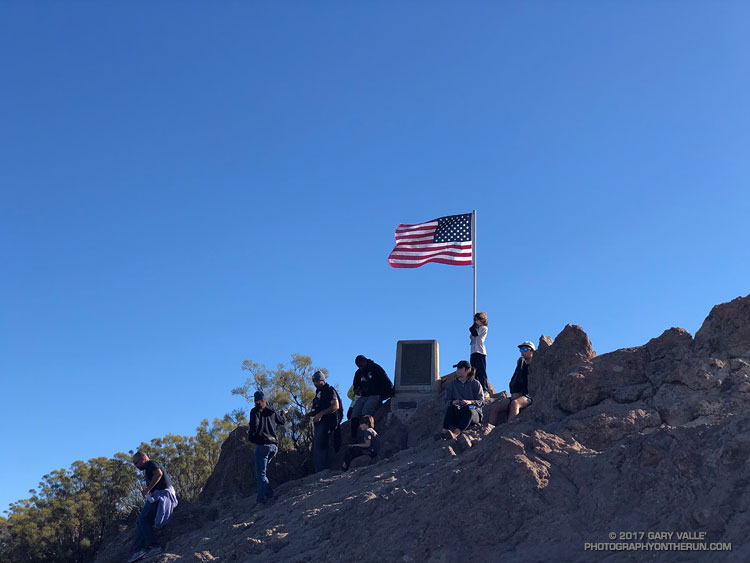 Hikers on the summit of Sandstone Peak.
