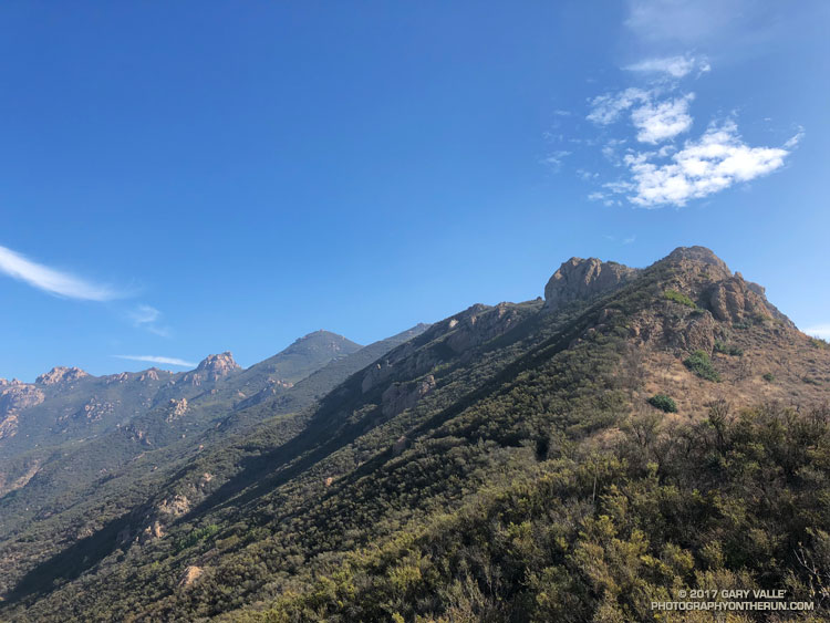 View up the Chamberlain Trail toward the western escarpment of Boney Mountain.
