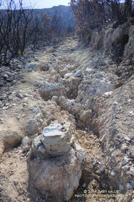 Eroded section of the Chamberlain Trail about a half-mile above Chamberlain Rock. March 24, 2019.