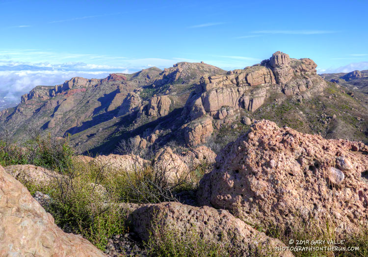 Boney Mountain from the top of Peak 2880. The Tri Peaks summit block is on the skyline in the center.