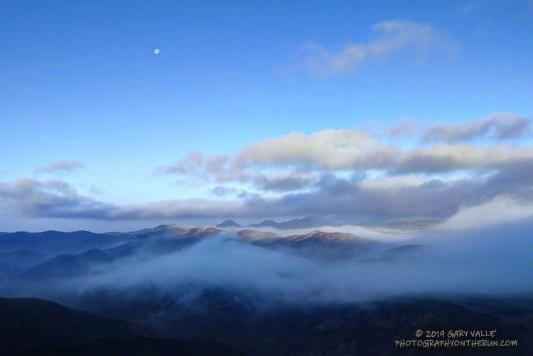 Moon and clouds over the west end of the Conejo Valley.
