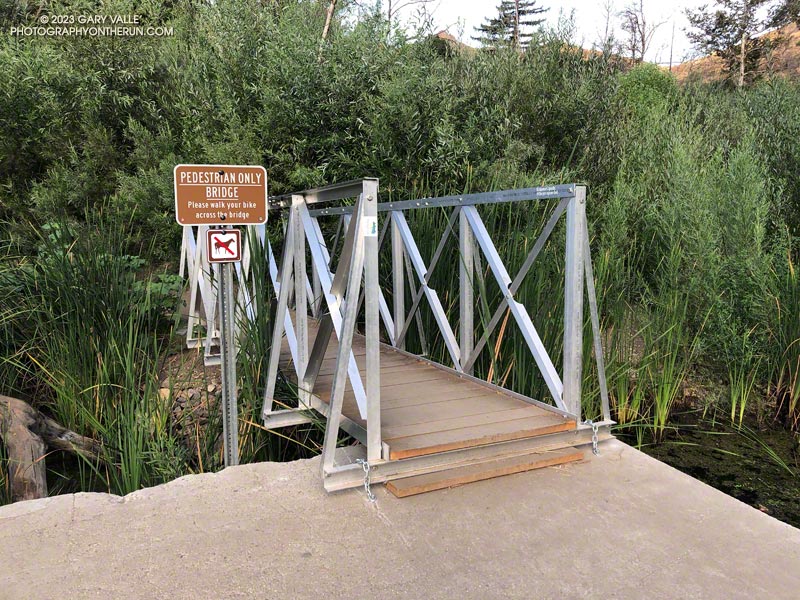 Seasonal bridge across Malibu Creek on the Crags Road Trail east of the M*A*S*H site. The bridge was removed earlier this rain season and is expected to be reinstalled soon.