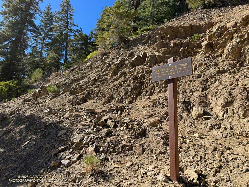 Dawson Saddle Trail trailhead on Angeles Crest Highway (Highway 2).