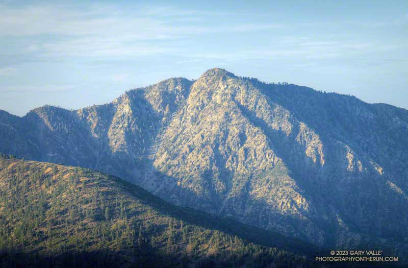 Early morning view of Iron Mountain from the PCT. A couple of interesting ridges are highlighted by the morning light.