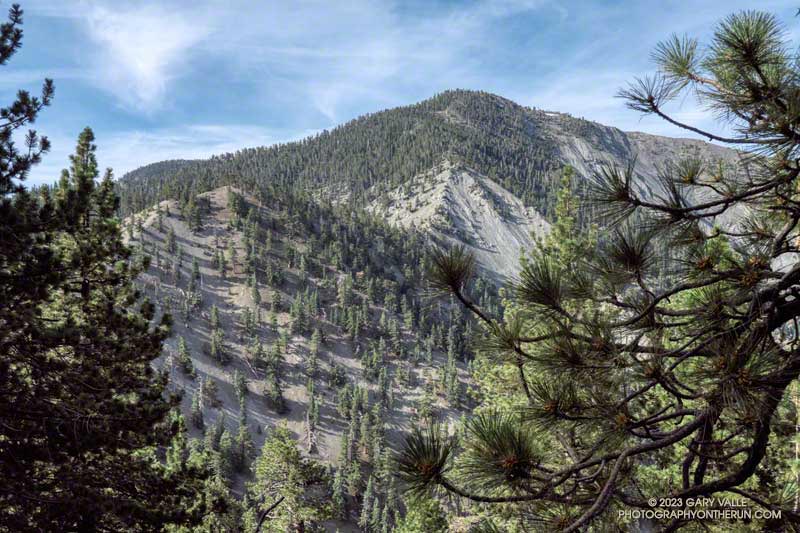 Peak 8555 (left) and Pine Mountain from the PCT, near the North Backbone trailhead.