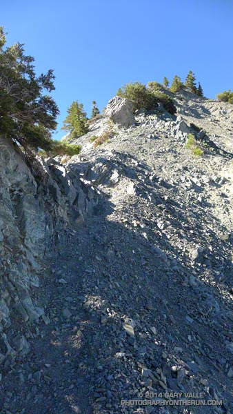 The hike up Baldy's North Devil's Backbone is steep, exposed and rocky. It would not be a good place to be in a thunderstorm!