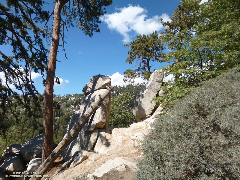 This rock formation - known as Gunsight - is the gateway to the rim. From here the Champion Lodgepole aid station is about 1.6 miles. (Photo @ mile 32.25/84.75)