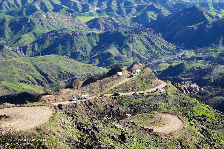 View of the work site from higher on Bulldog Mtwy.