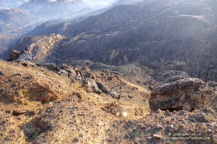 View down denuded slopes along Bulldog Mtwy. 