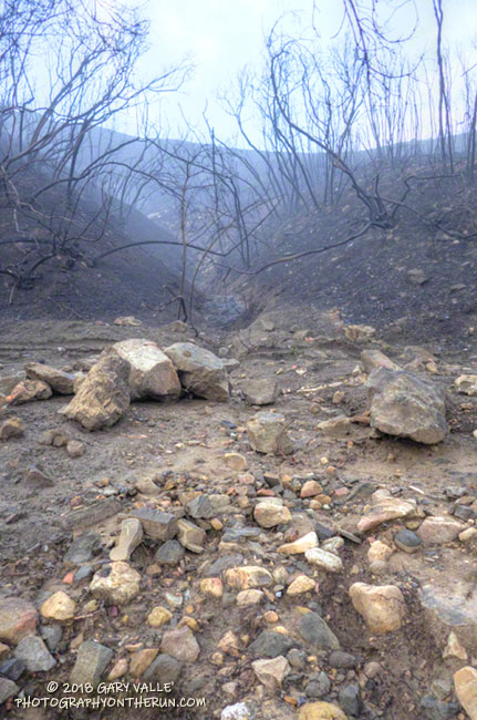 Small debris flow near bottom of Bulldog Mtwy that resulted from estimated 1.5 - 2.0 inch rainfall December 5-6, 2018.