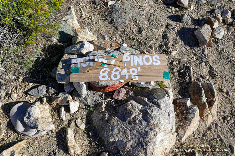 The elevation of Mt. Pinos on the Sawmill Mountain topo is 8831'. Peakbagger lists the NAVD88 elevation at 8835'. In any case, it's the highest point in Ventura County.