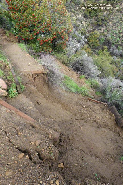 Washed out switchback on the Bent Arrow Trail.  January 15, 2023.
