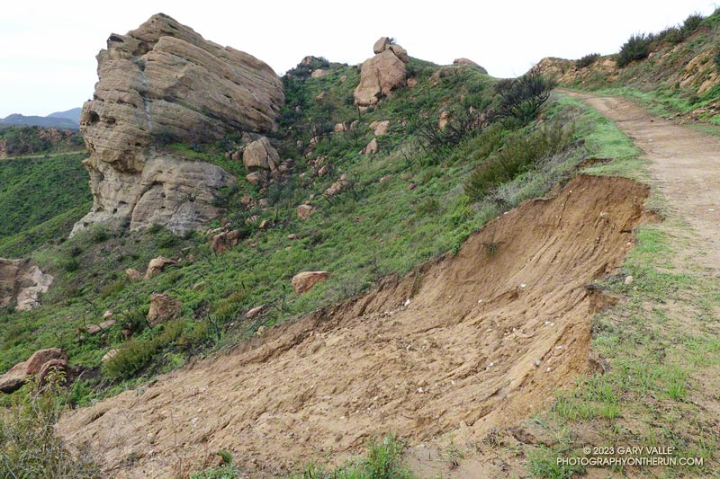 Shoulder collapse and slide on Eagle Rock Fire Road.  January 15, 2023.