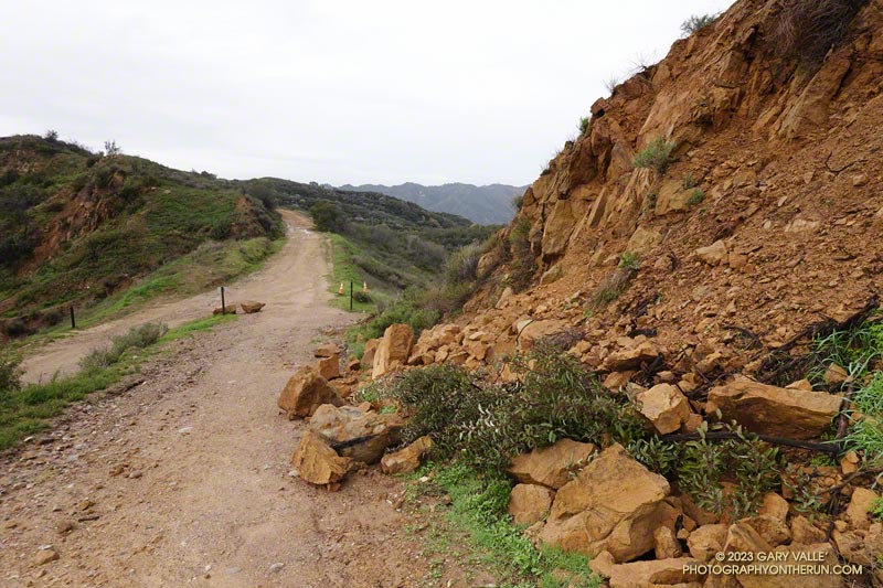 Rockslide near Eagle Junction on Eagle Rock Fire Road.  January 15, 2023.