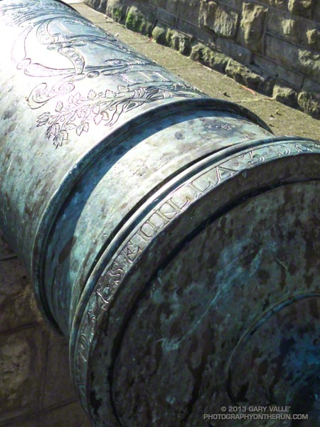 The imprint on the cannon's breech ring shows that it was cast in Seville, Spain in 1783.