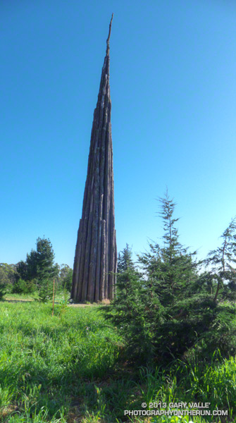 Andy Goldsworthy's sculpture Spire on the Bay Area Ridge Trail near Inspiration Point and the Presidio Golf Course Club House.