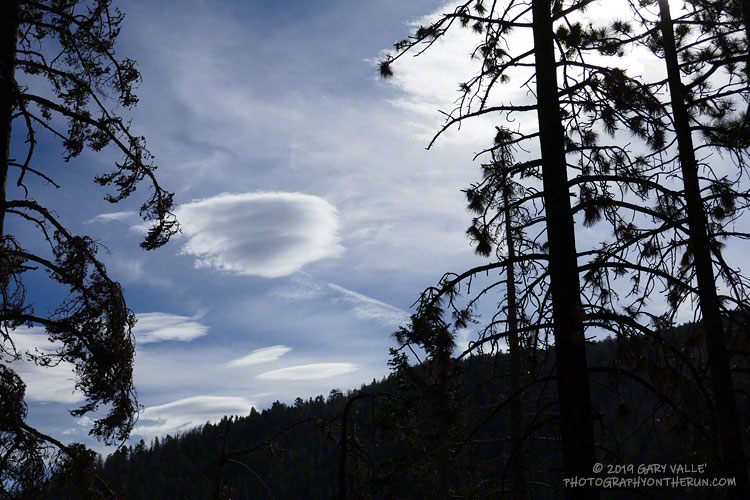 Wave clouds suggested it might be a bit breezier along the crest than the previous week. The clouds were caused by a  southwesterly flow aloft. August 3, 2019.