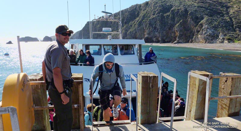 A short climb up a ladder leads from the boat to the landing.