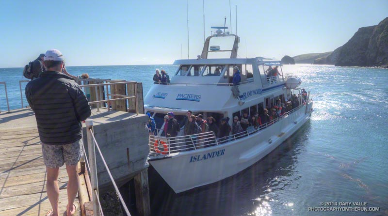 Unloading from the bow at Scorpion Anchorage.
