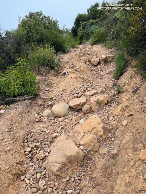 Some parts of the Josepho Drop Trail are steep, rutted, and rubbly. May 12, 2024.