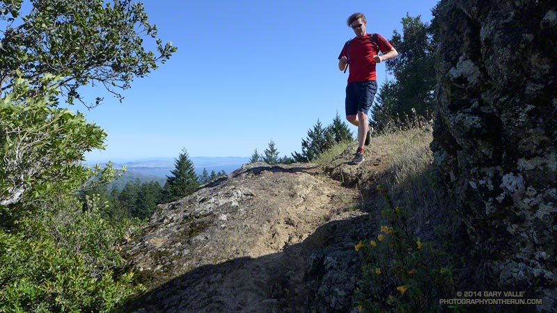 Brett descending a section of the Old Mine Trail on Mt. Tamalpais.
