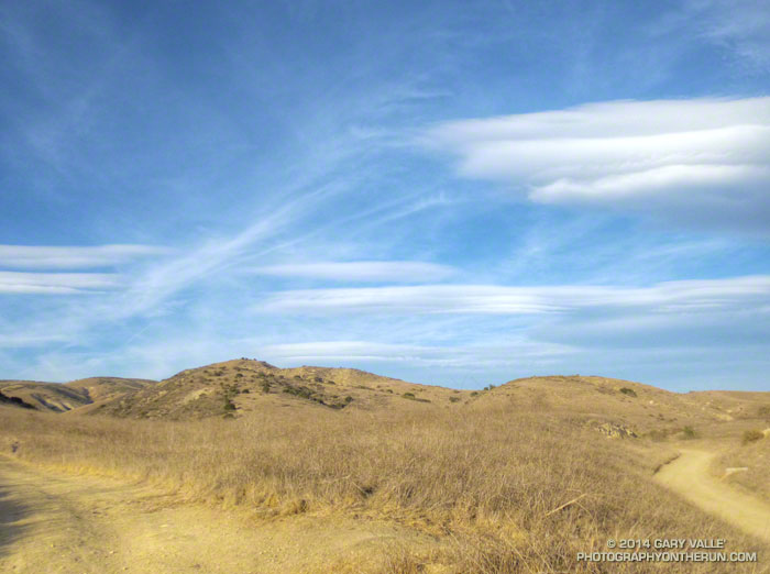 The wave clouds on the left appear to have been disrupted by a jet of higher velocity wind. Southern California, January 28, 2014.